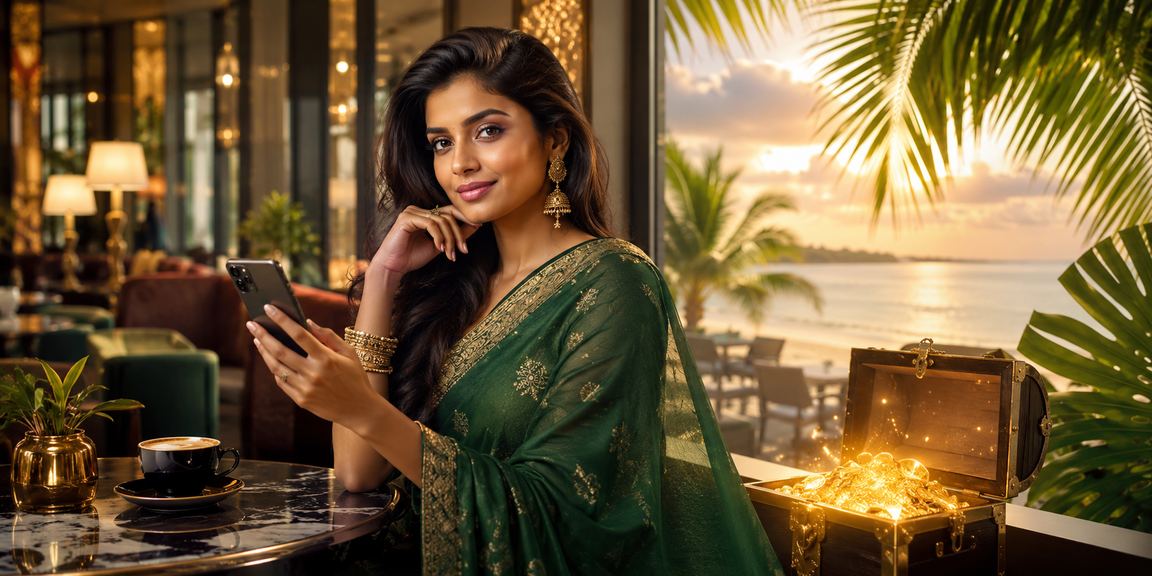 Mobile live casino play in traditional Indian attire