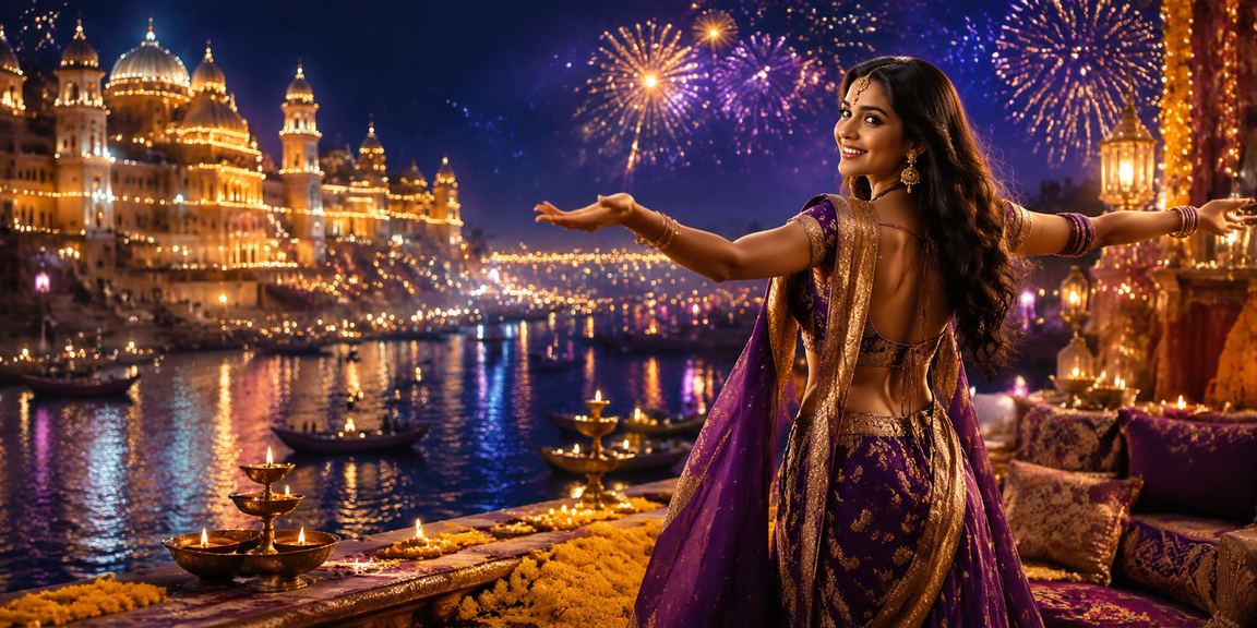 Traditional market scene during Diwali in Lucknow featuring sports betting